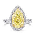 Light Yellow Pear Shape Halo Diamond Ring