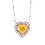 Fancy Intense Yellow Heart Diamond Double Halo Pendant 