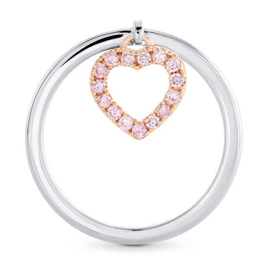 Fancy Pink Pave Dangling Heart Diamond Ring