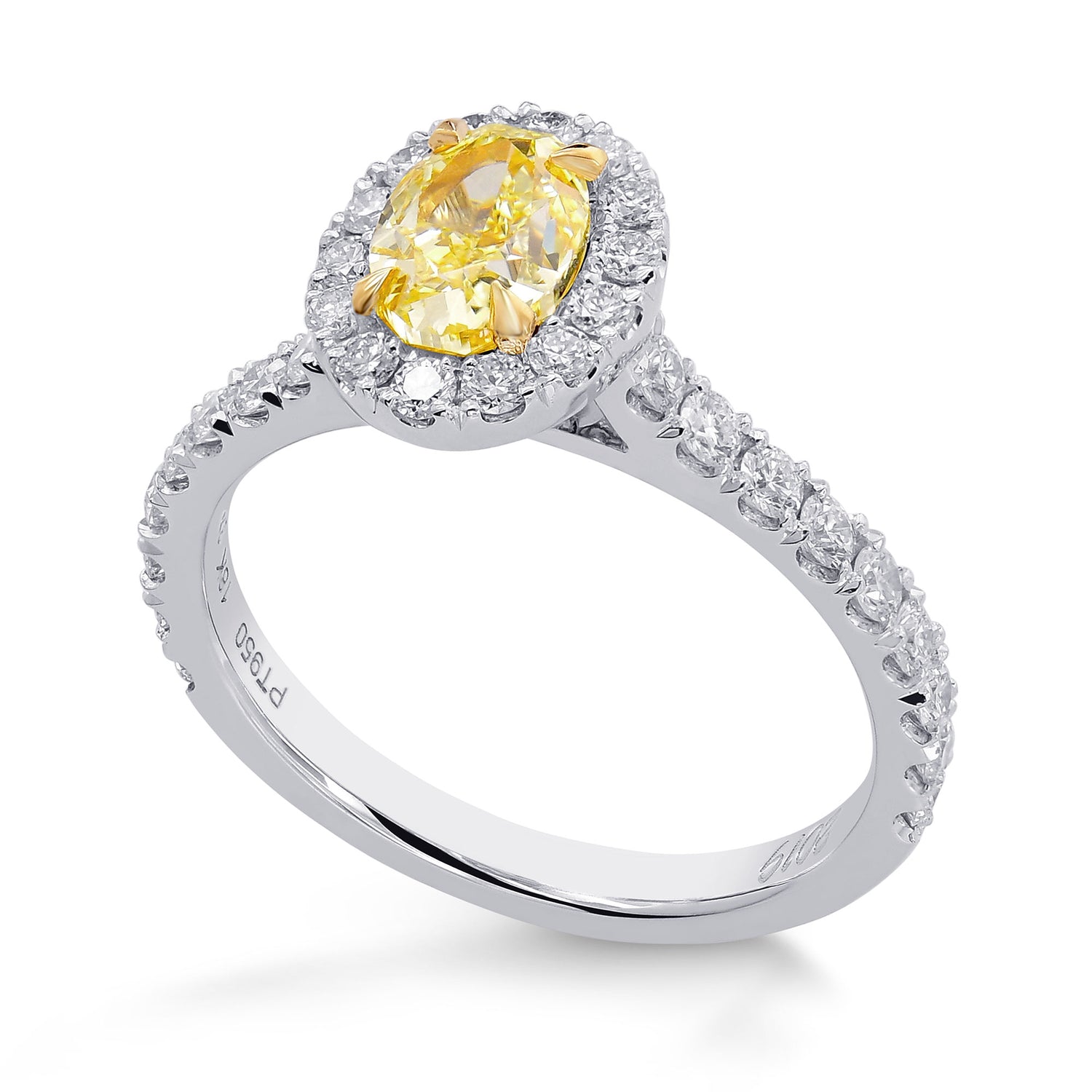 Fancy Intense Yellow Oval Diamond Halo Ring