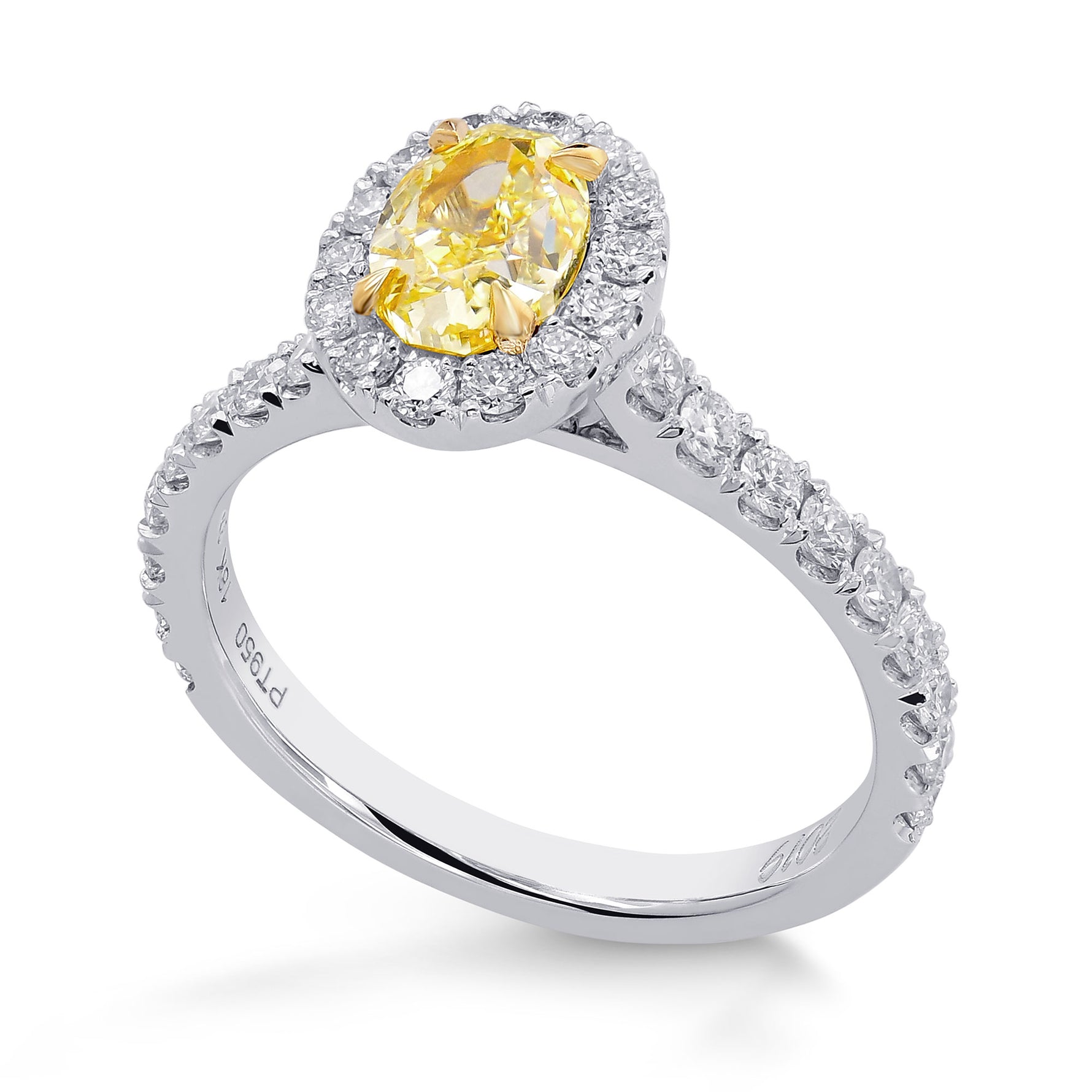 Fancy Intense Yellow Oval Diamond Halo Ring