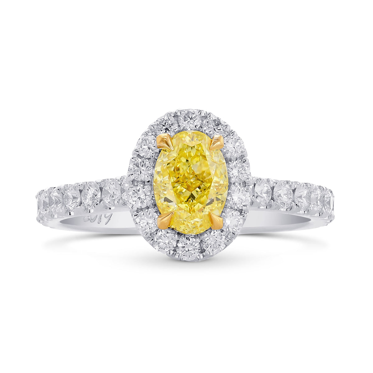 Fancy Intense Yellow Oval Diamond Halo Ring