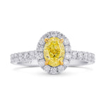 Fancy Intense Yellow Oval Diamond Halo Ring