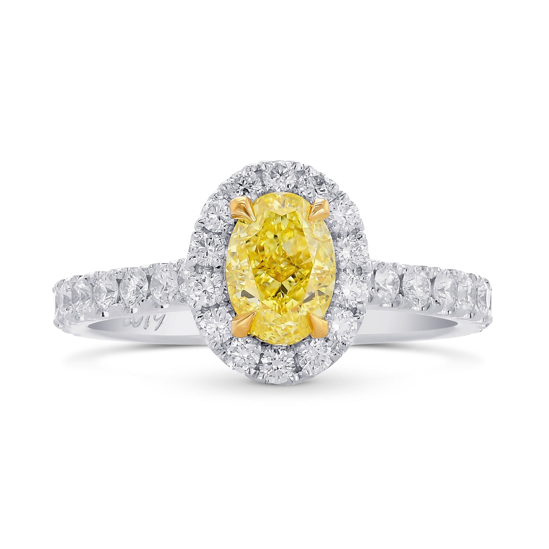 Fancy Intense Yellow Oval Diamond Halo Ring