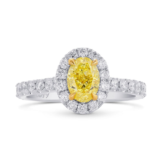 Fancy Intense Yellow Oval Diamond Halo Ring