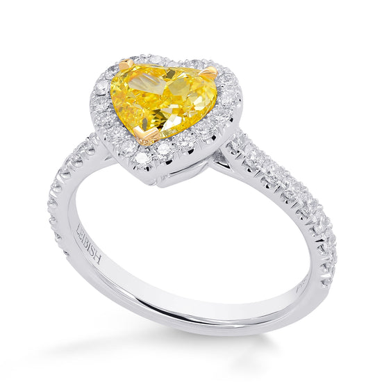 Fancy Vivid Yellow Heart Diamond Halo Ring