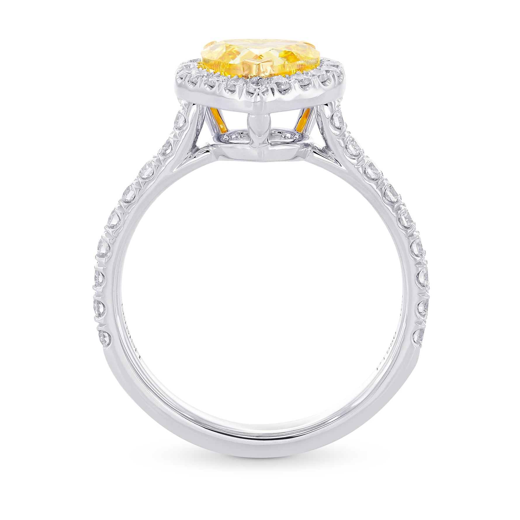 Fancy Vivid Yellow Heart Diamond Halo Ring