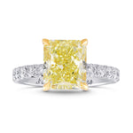 Fancy Light Yellow Radiant Diamond Side Stone Ring