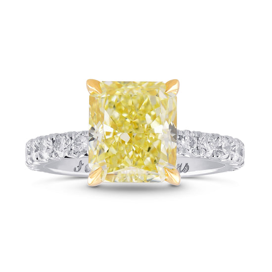 Fancy Light Yellow Radiant Diamond Side Stone Ring