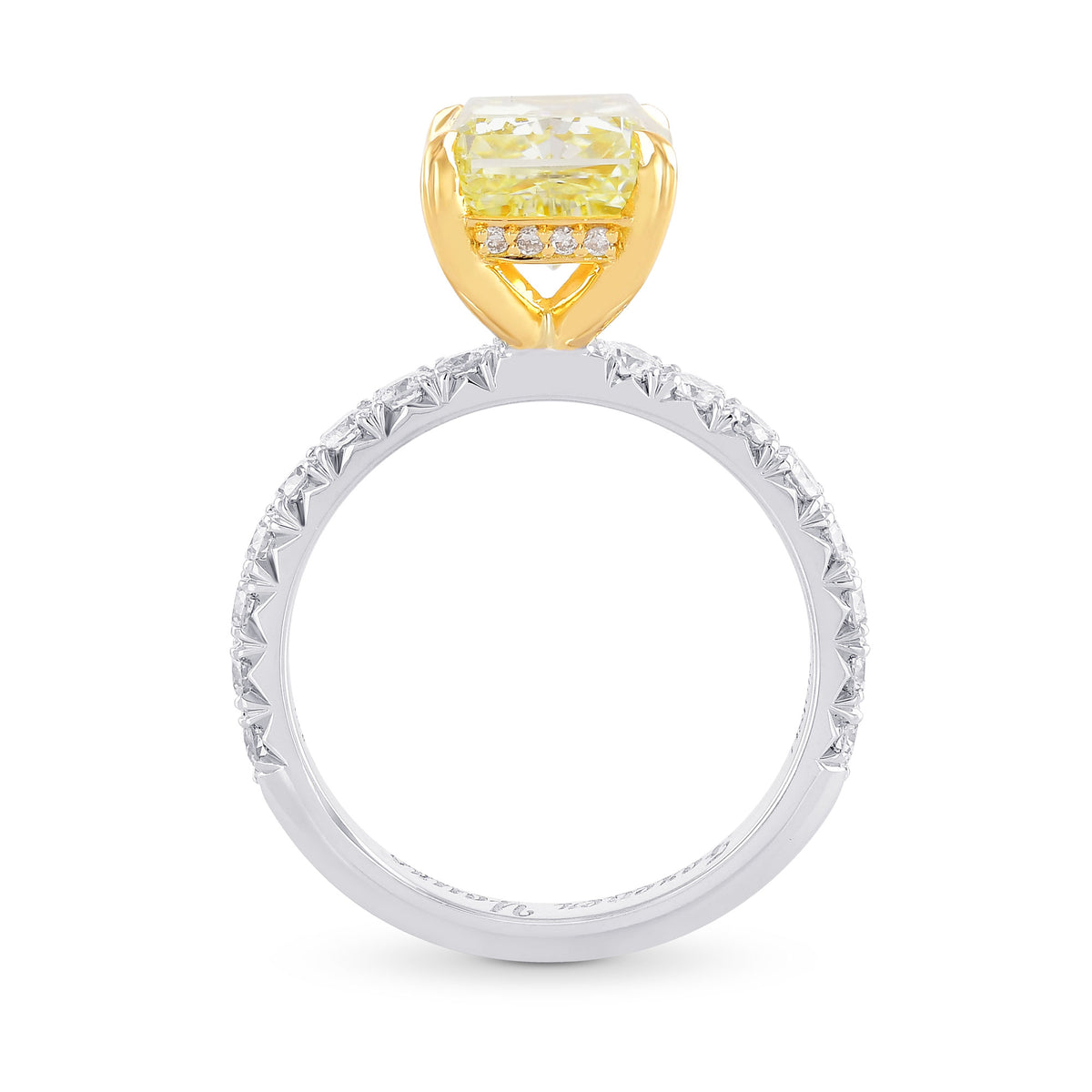 Fancy Light Yellow Radiant Diamond Side Stone Ring