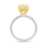 Fancy Light Yellow Radiant Diamond Side Stone Ring