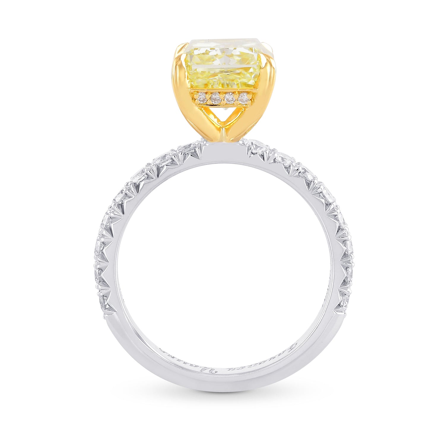 Fancy Light Yellow Radiant Diamond Side Stone Ring