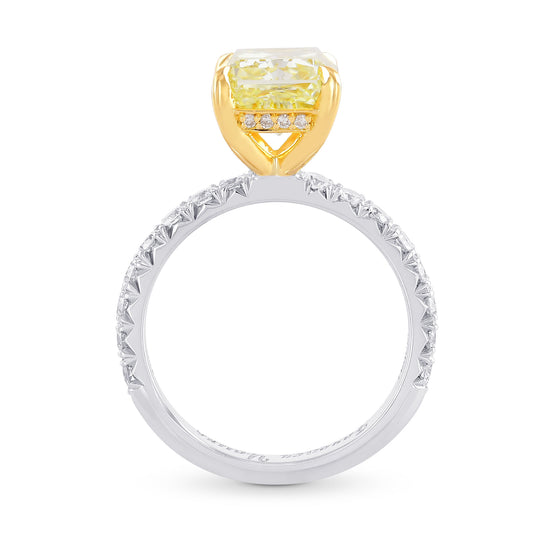 Fancy Light Yellow Radiant Diamond Side Stone Ring