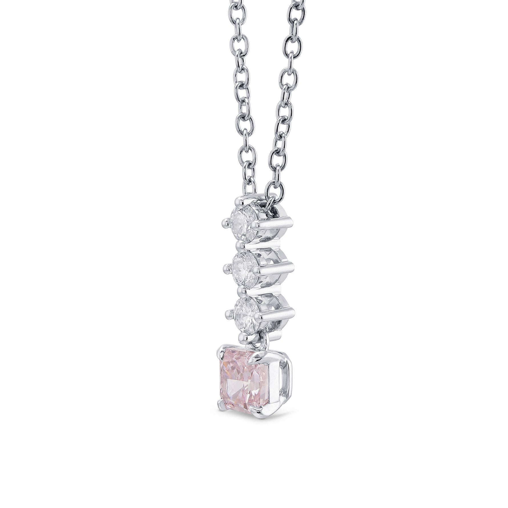 Fancy Light Pink Radiant Diamond Drop Pendant 