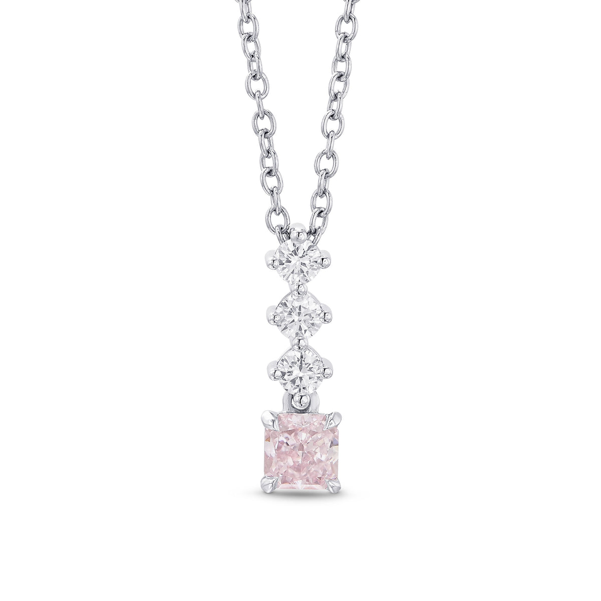 Fancy Light Pink Radiant Diamond Drop Pendant 