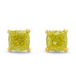 Fancy Intense Yellow Cushion Stud Earrings