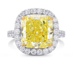 Fancy Intense Yellow Cushion Diamond Halo Ring