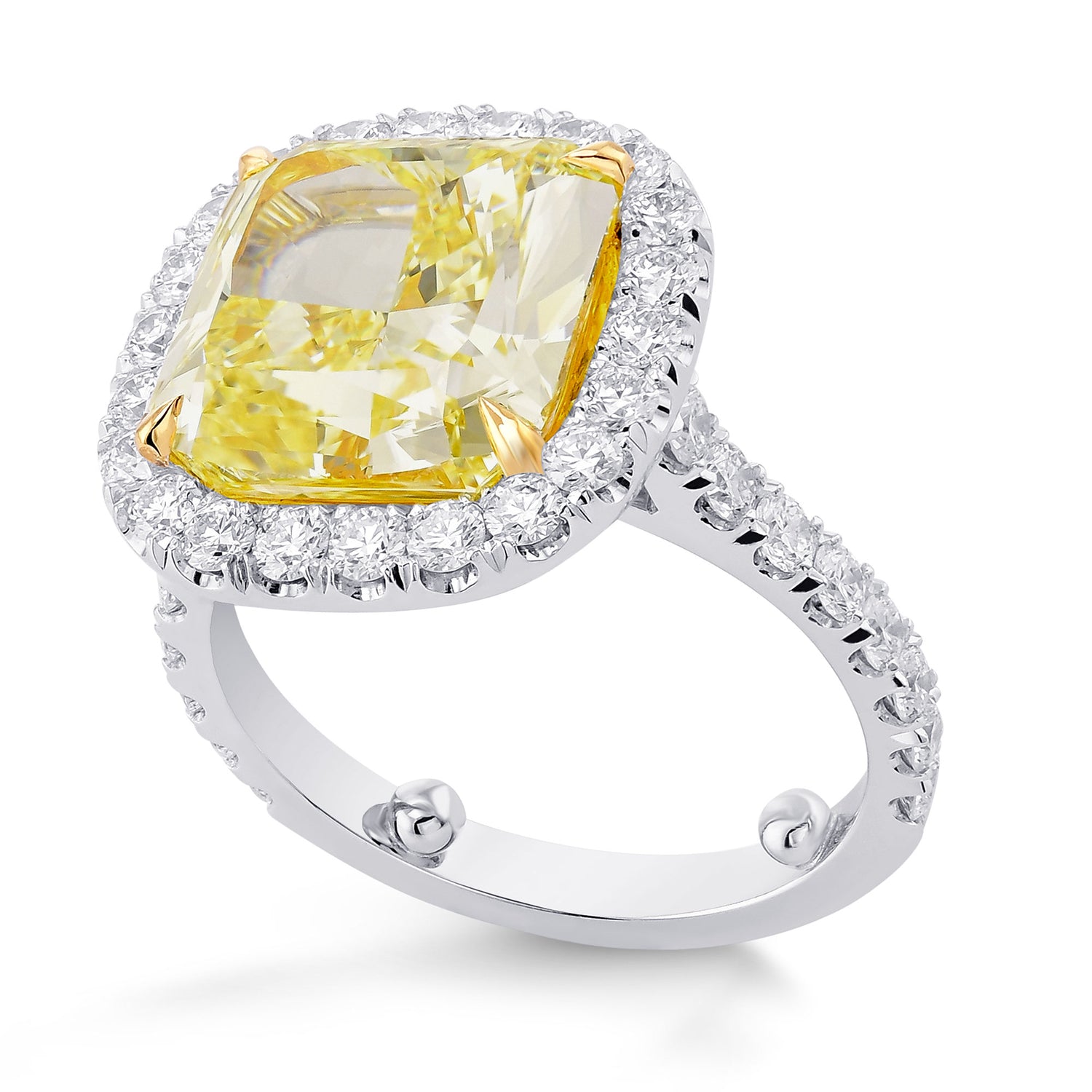Fancy Intense Yellow Cushion Diamond Halo Ring
