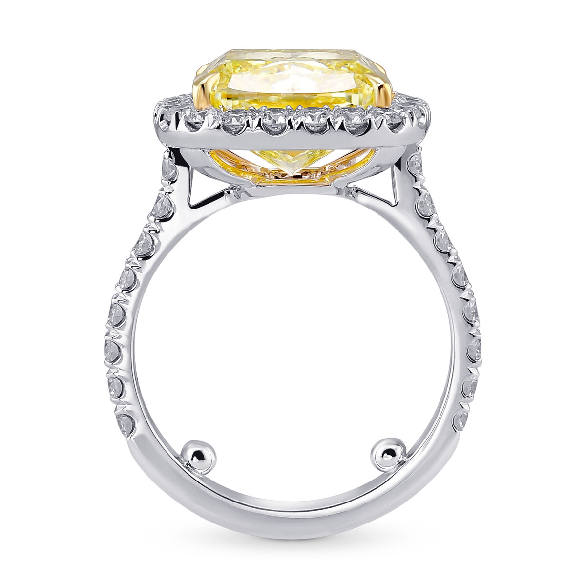 Fancy Intense Yellow Cushion Diamond Halo Ring