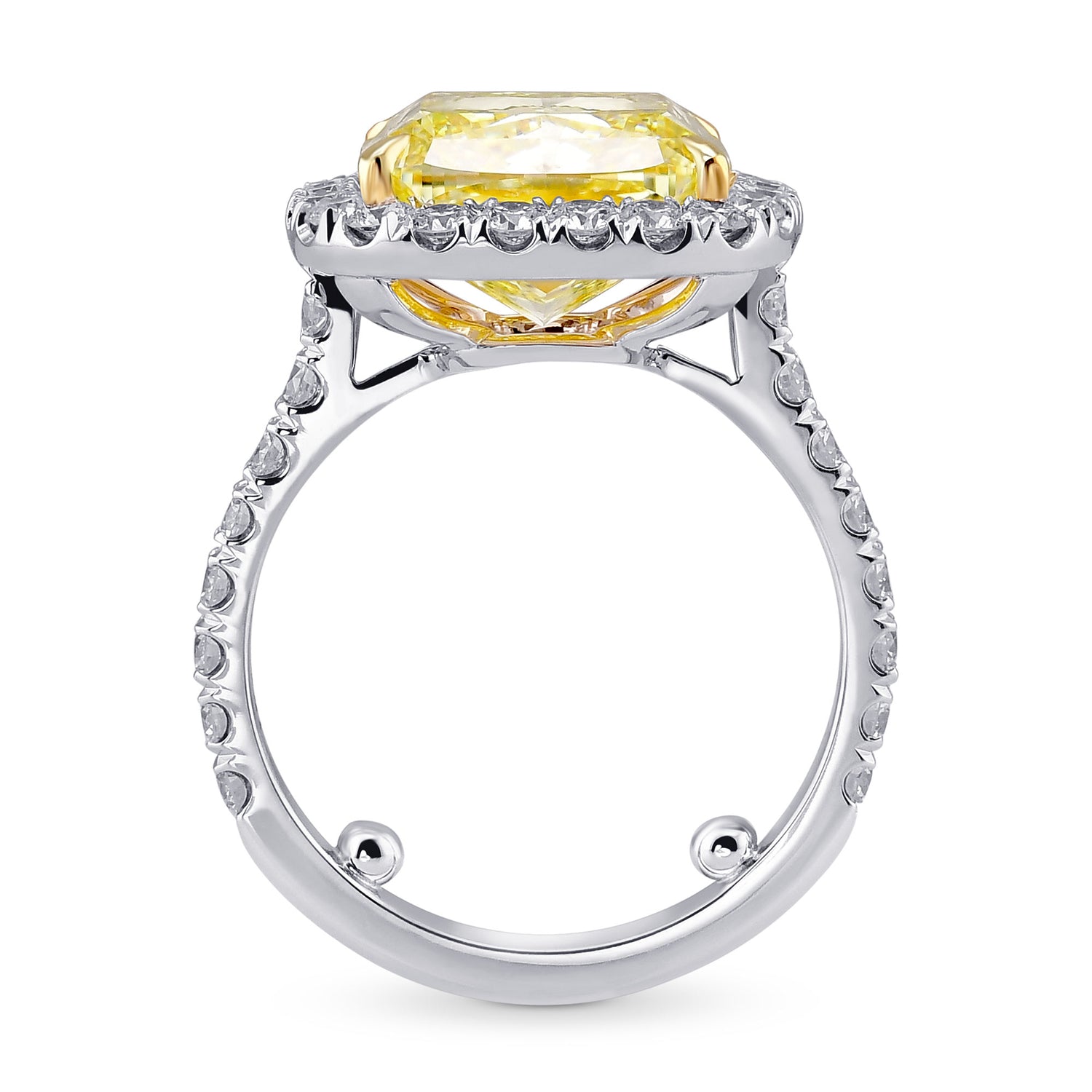 Fancy Intense Yellow Cushion Diamond Halo Ring