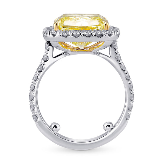 Fancy Intense Yellow Cushion Diamond Halo Ring