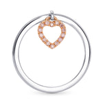 Fancy Pink Pave Dangling Heart Diamond Ring 