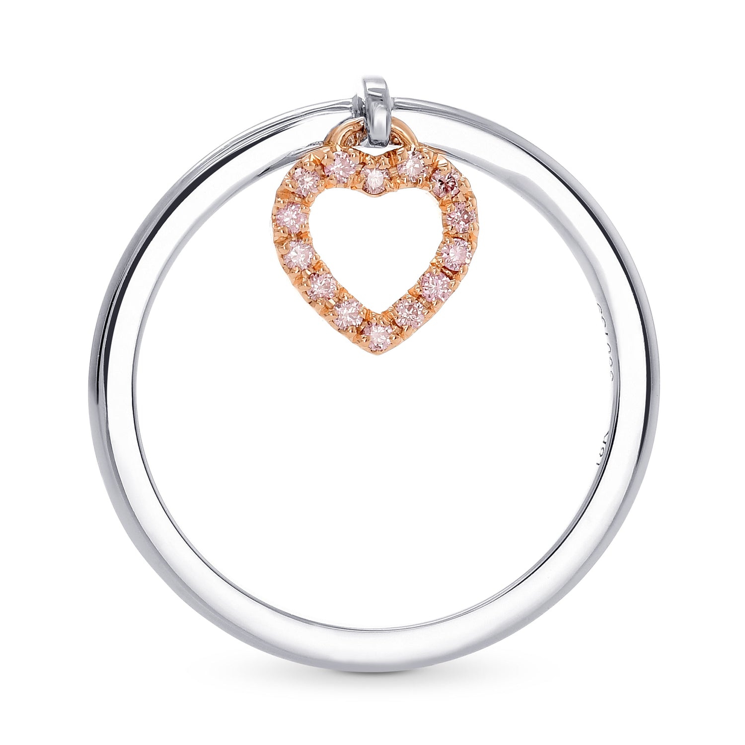 Fancy Pink Pave Dangling Heart Diamond Ring 