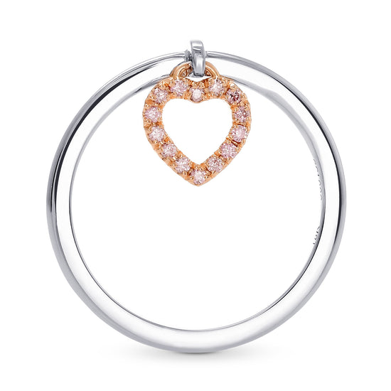 Fancy Pink Pave Dangling Heart Diamond Ring 
