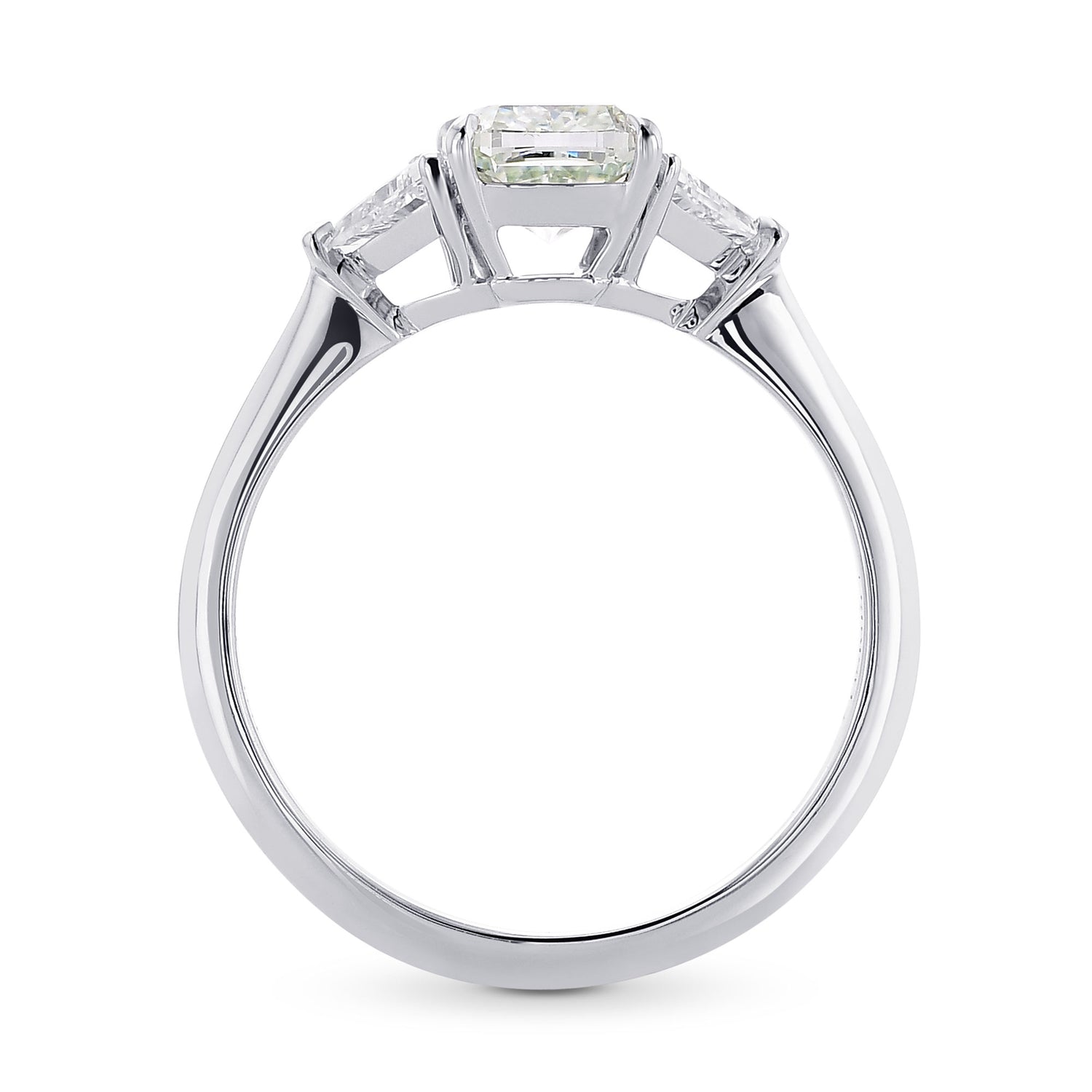 Fancy Light Green Cushion Diamond 3 Stone Ring