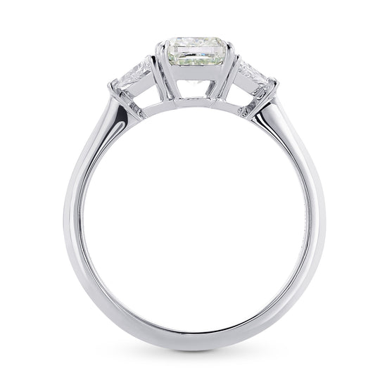 Fancy Light Green Cushion Diamond 3 Stone Ring