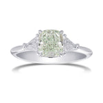 Fancy Light Green Cushion Diamond 3 Stone Ring