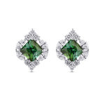 Couture Green Tourmaline and Diamond Stud Earrings