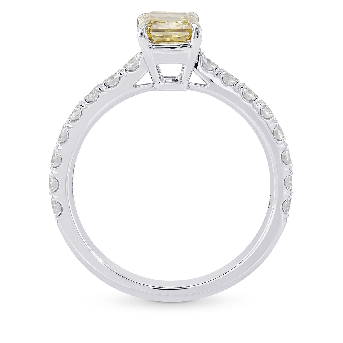 Fancy Brown Yellow Radiant Diamond Side Stone Ring