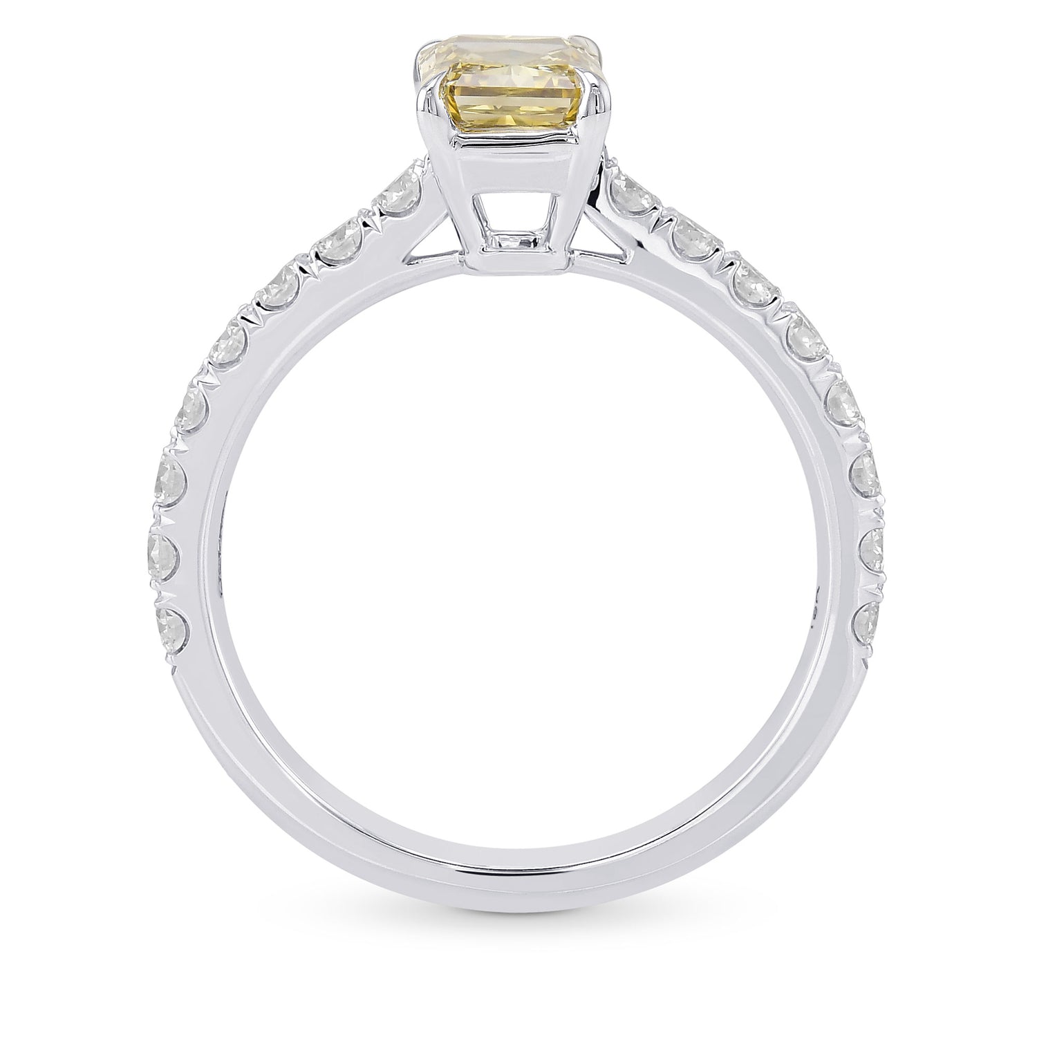 Fancy Brown Yellow Radiant Diamond Side Stone Ring