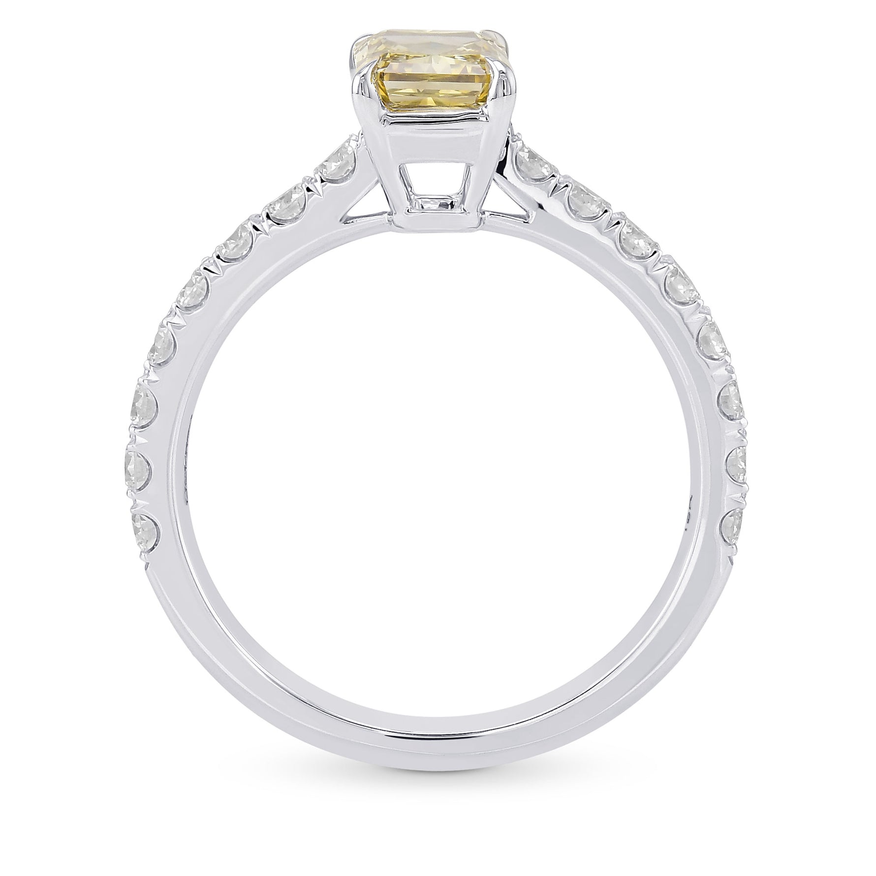 Fancy Brown Yellow Radiant Diamond Side Stone Ring