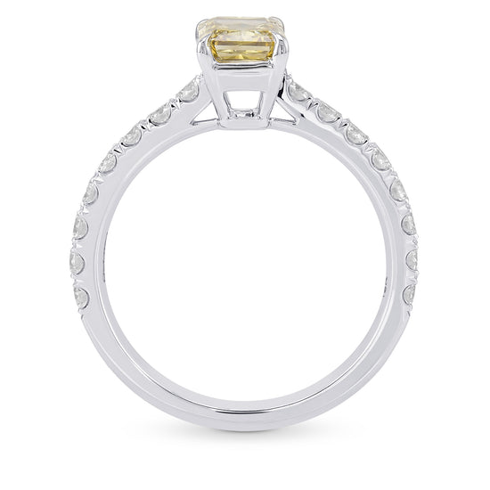 Fancy Brown Yellow Radiant Diamond Side Stone Ring