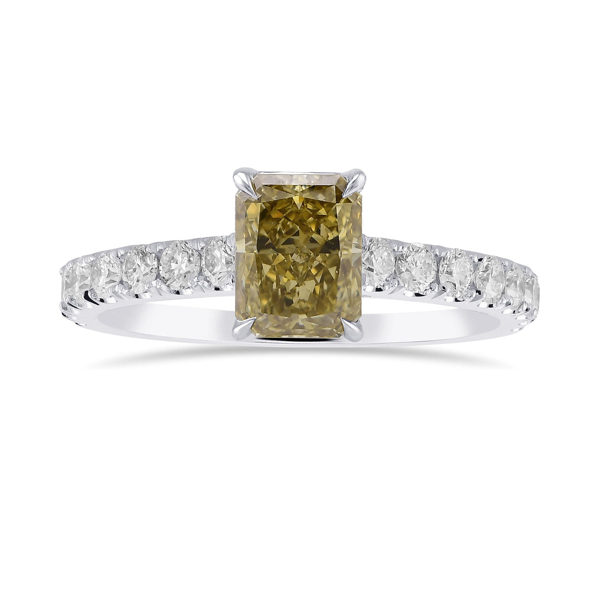 Fancy Brown Yellow Radiant Diamond Side Stone Ring