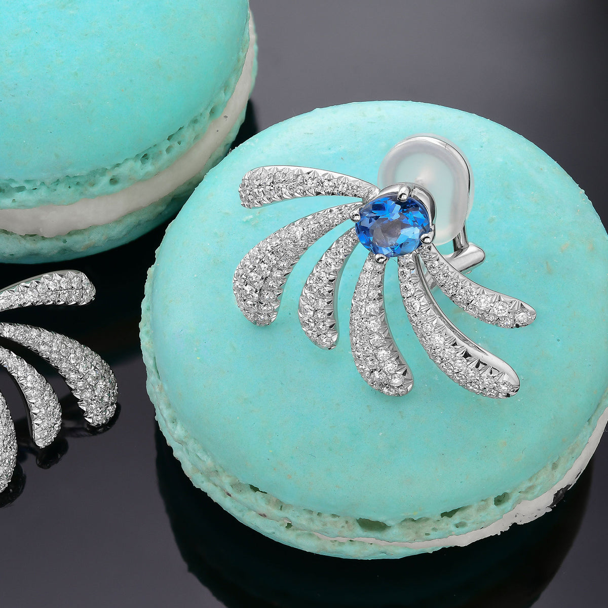 Aquamarine and Diamond Couture Earrings