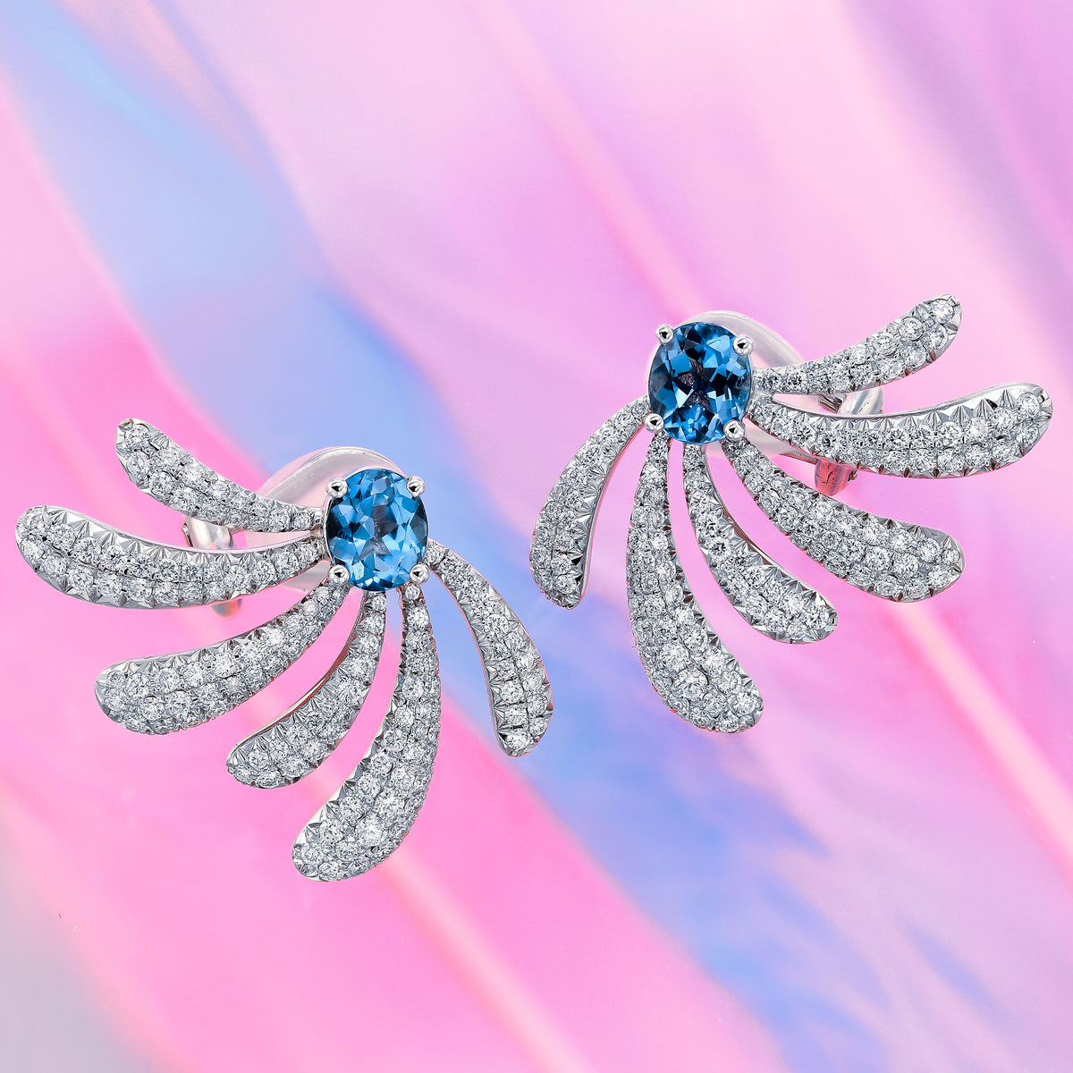Aquamarine and Diamond Couture Earrings