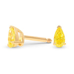 Fancy Vivid Yellow Pear Diamond Stud Earrings