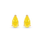 Fancy Vivid Yellow Pear Diamond Stud Earrings