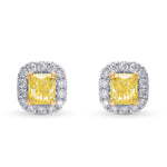 Fancy Yellow Radiant Halo Diamond Earrings
