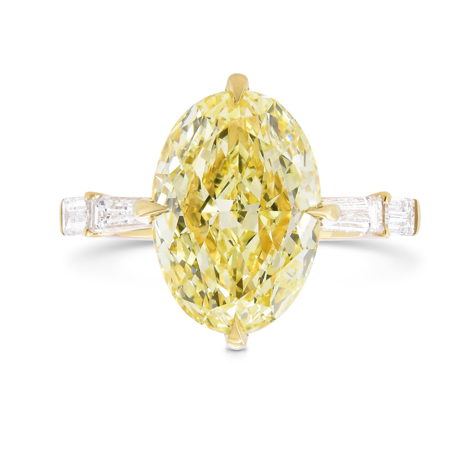 Fancy Yellow Oval Diamond Side-stone Ring