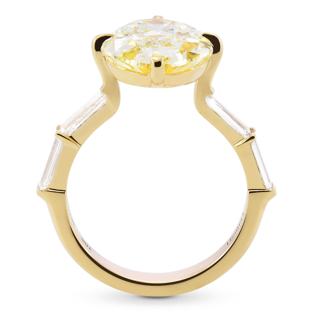 Fancy Yellow Oval Diamond Side-stone Ring