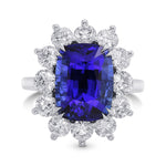Royal Blue Cushion Sri Lanka Sapphire Halo Ring 