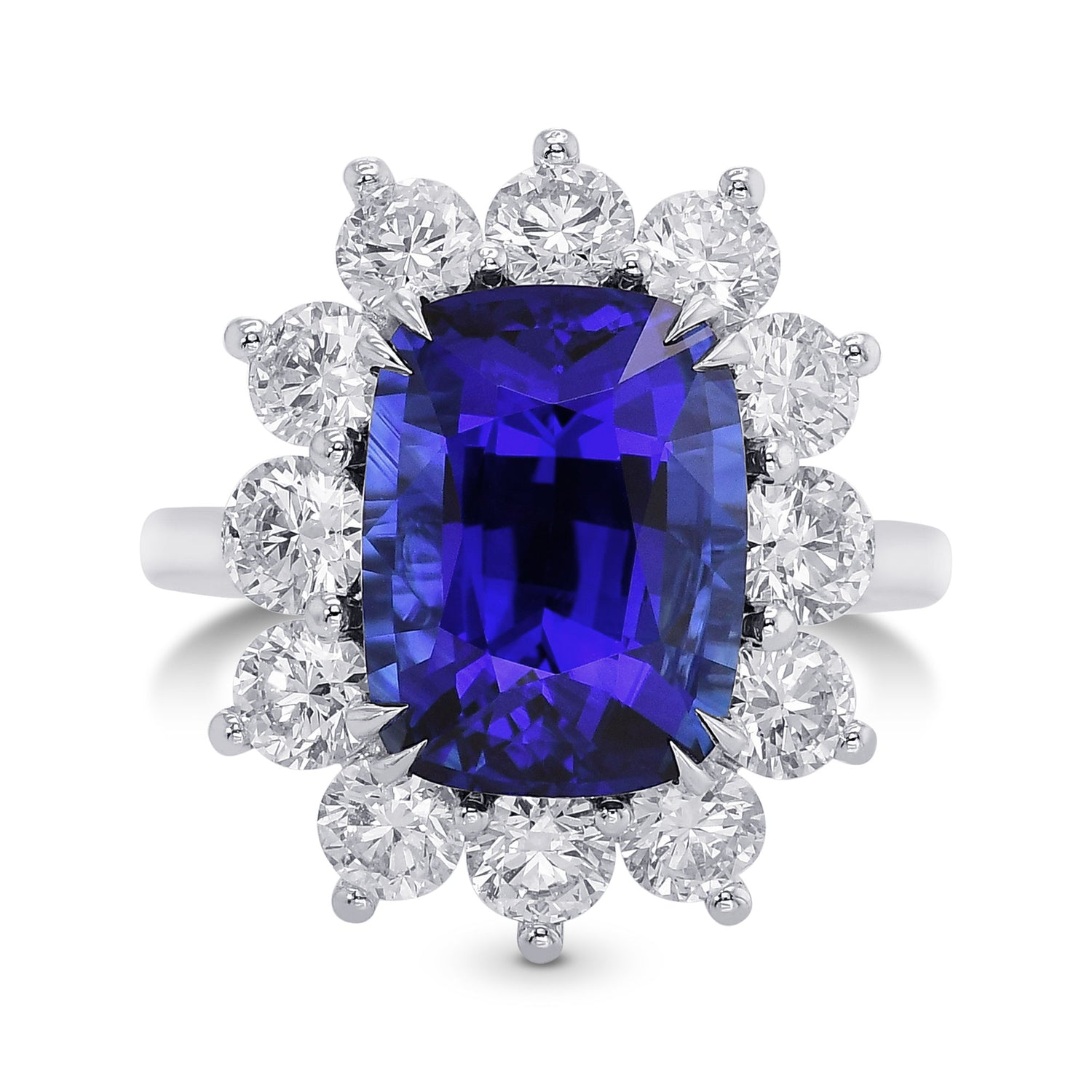 Royal Blue Cushion Sri Lanka Sapphire Halo Ring 