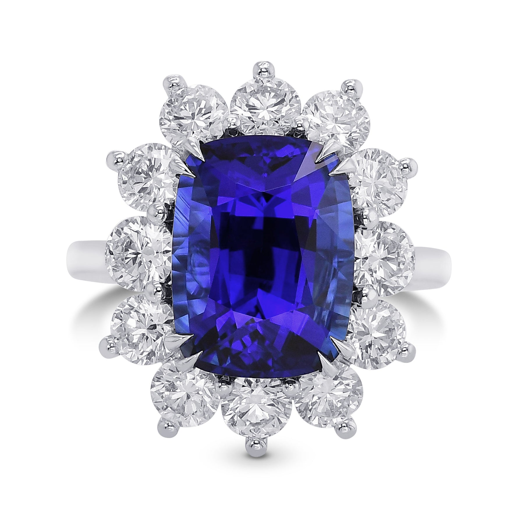Royal Blue Cushion Sri Lanka Sapphire Halo Ring 