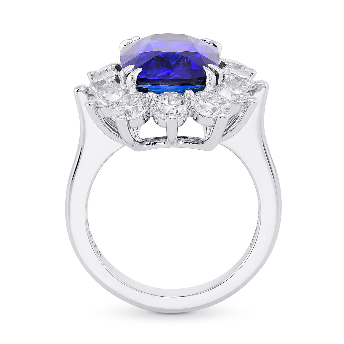 Royal Blue Cushion Sri Lanka Sapphire Halo Ring 