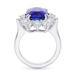 Royal Blue Cushion Sri Lanka Sapphire Halo Ring 