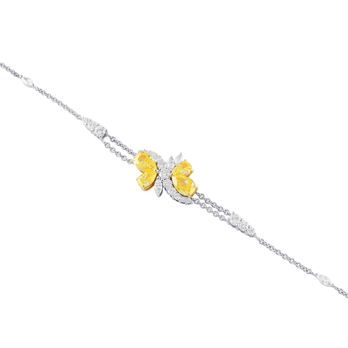 Fancy Intense Yellow Pear shape Diamond Couture Bracelet
